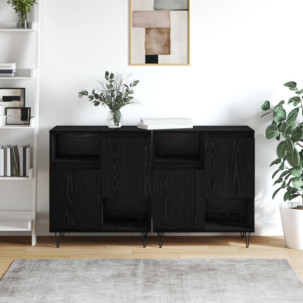 vidaXL Πλαϊνό γραφείο 2 τμχ. Μαύρη Οξυά 60 x 35 x 70 cm