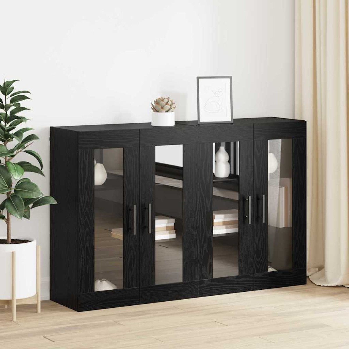 vidaXL Ντουλάπια Τοίχου 2 τμχ. Μαύρη δρυς 69,5 x 34 x 90 εκ.