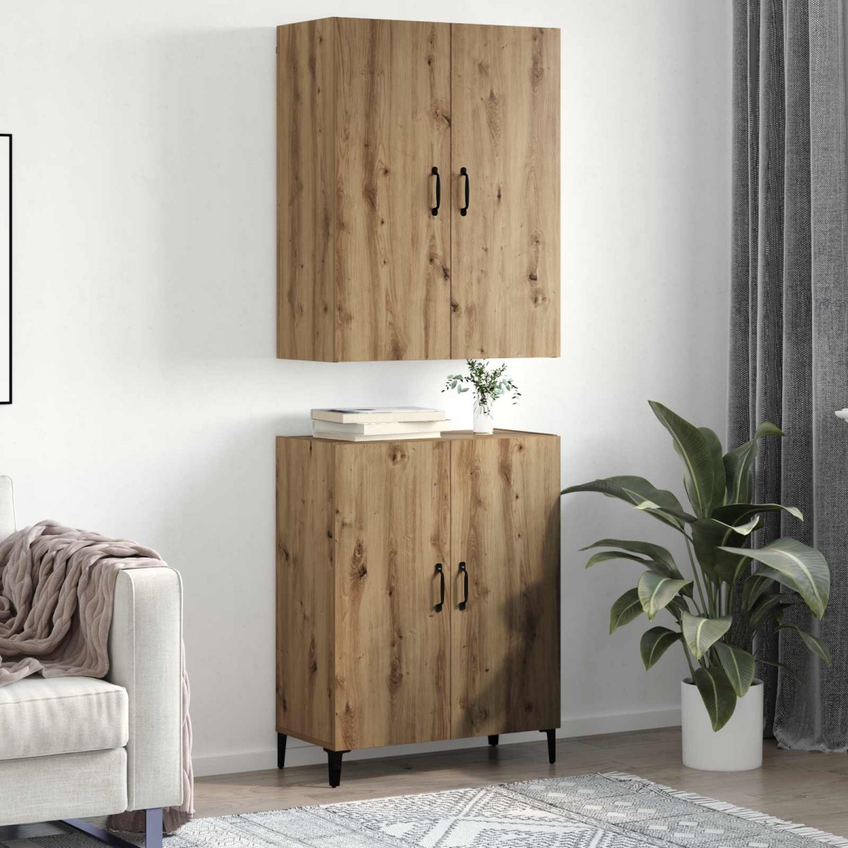vidaXL Highboard 2 τμχ. Artisan Oak 69,5 x 34 x 180 εκ.