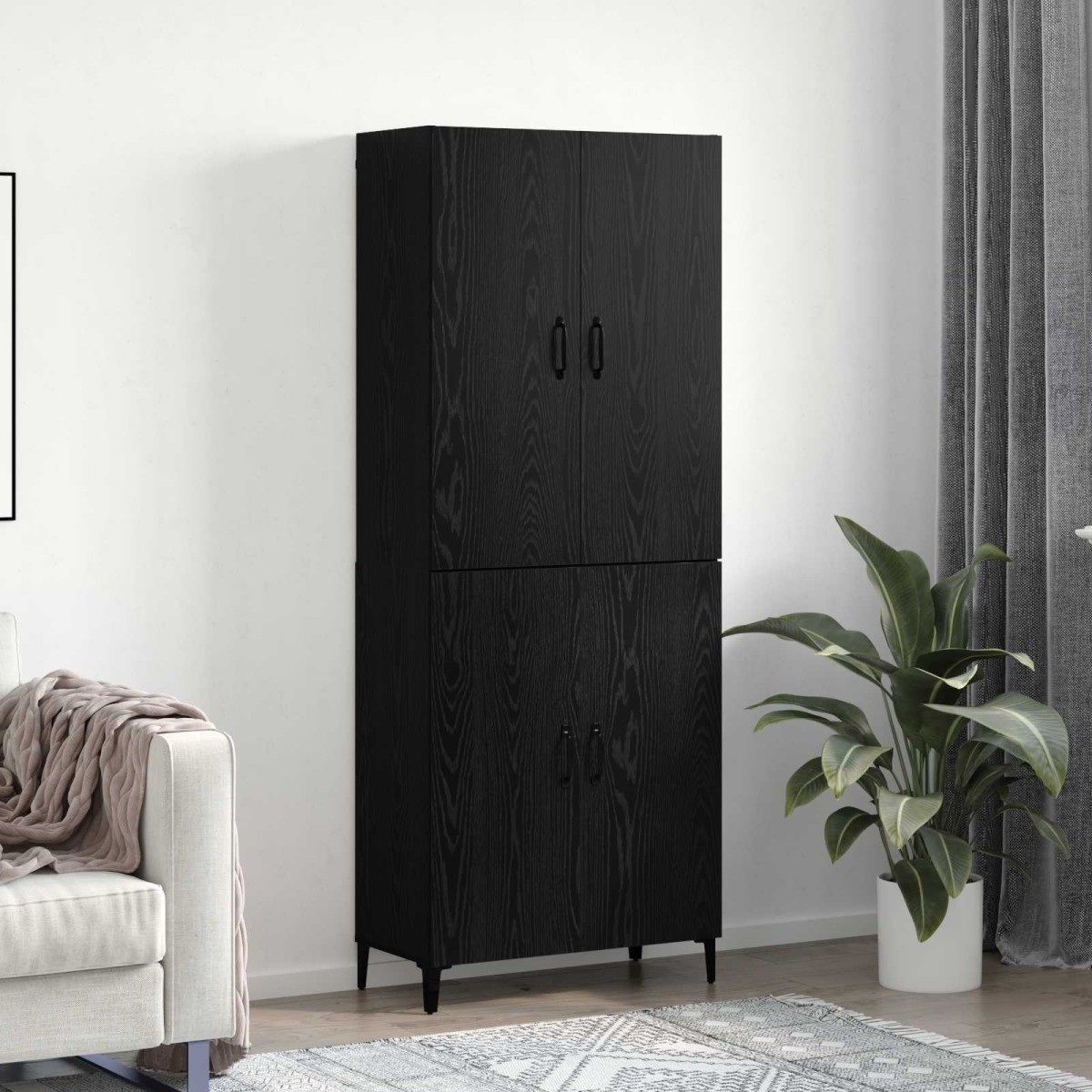 vidaXL Highboard 2 τμχ. Μαύρη Οξυά 69,5 x 34 x 180 εκ.