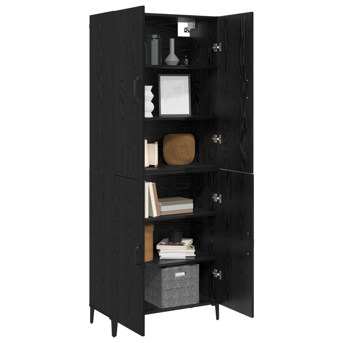 vidaXL Highboard 2 τμχ. Μαύρη Οξυά 69,5 x 34 x 180 εκ.