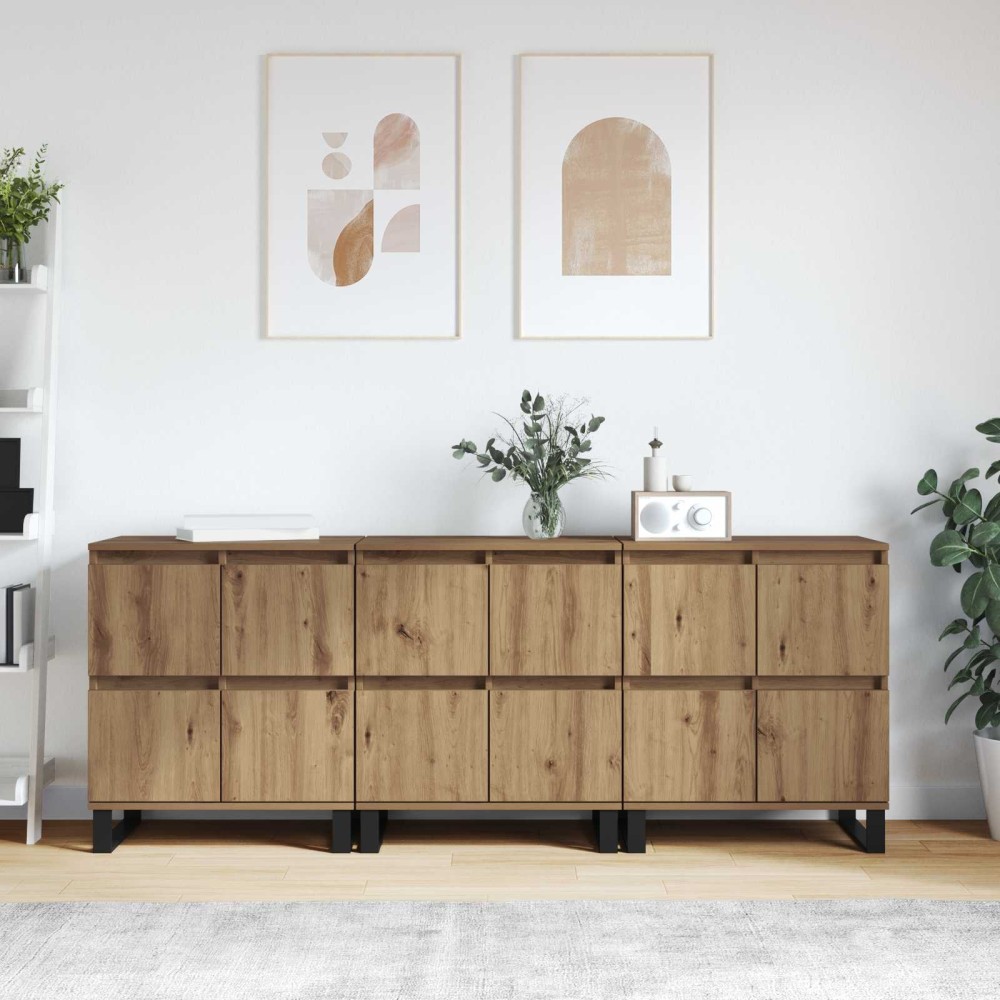 vidaXL Πλαϊνό γραφείο 3 τμχ. Artisan Oak 60 x 35 x 70 cm