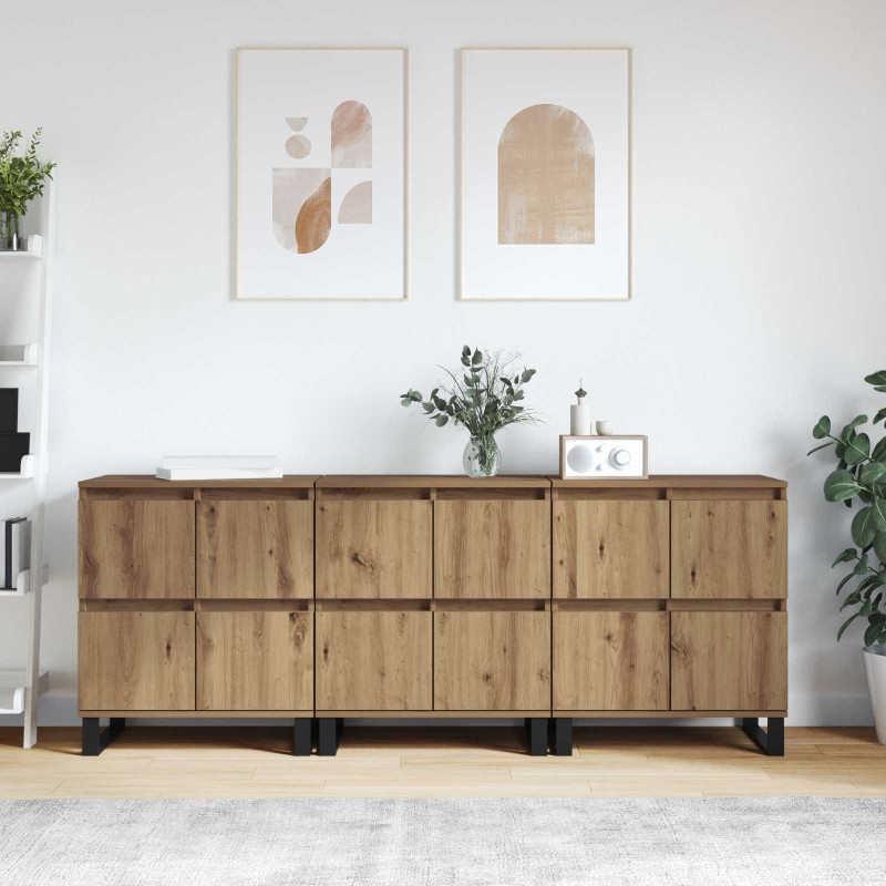 vidaXL Πλαϊνό γραφείο 3 τμχ. Artisan Oak 60 x 35 x 70 cm
