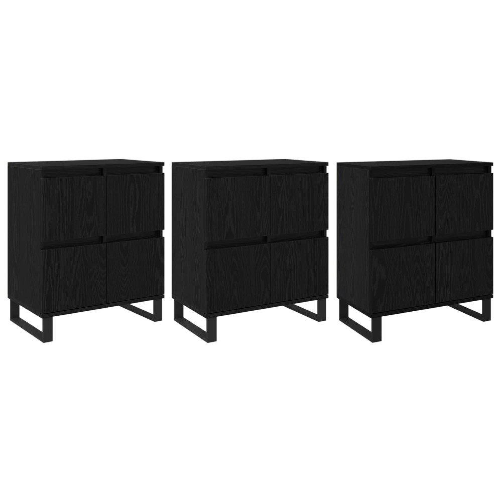 vidaXL Πλαϊνό γραφείο 3 τμχ. Μαύρη Οξυά 60 x 35 x 70 cm