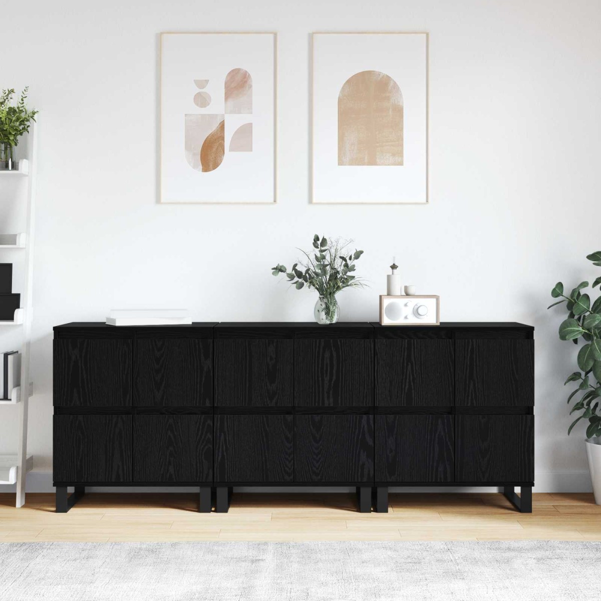 vidaXL Πλαϊνό γραφείο 3 τμχ. Μαύρη Οξυά 60 x 35 x 70 cm