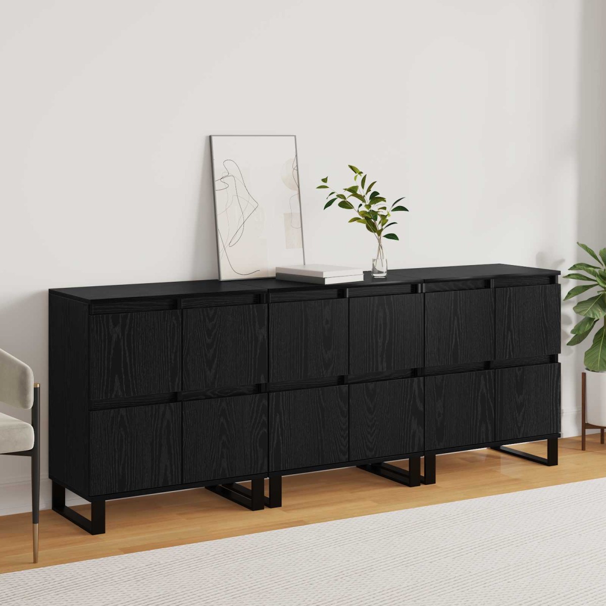 vidaXL Πλαϊνό γραφείο 3 τμχ. Μαύρη Οξυά 60 x 35 x 70 cm