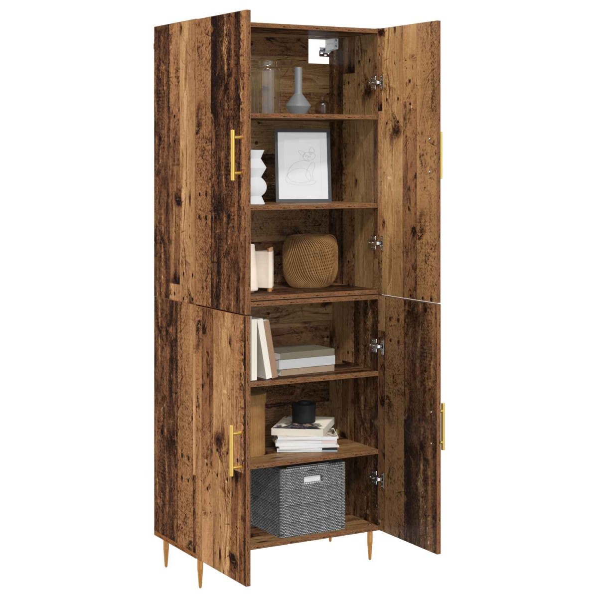 vidaXL Highboard Παλαιό ξύλο 69,5 x 34 x 180 εκ. Επεξεργασμένο Ξύλο