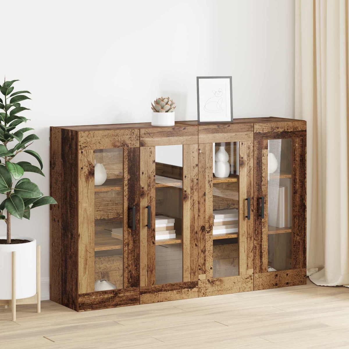 vidaXL Ντουλάπια Τοίχου 2 τμχ. Παλαιό ξύλο 69,5 x 34 x 90 εκ.