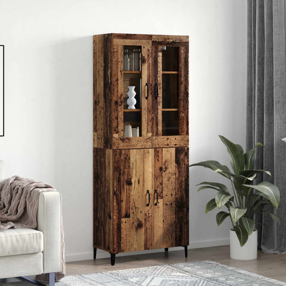 vidaXL Highboard 2 τμχ. Παλαιό ξύλο 69,5 x 34 x 180 εκ.
