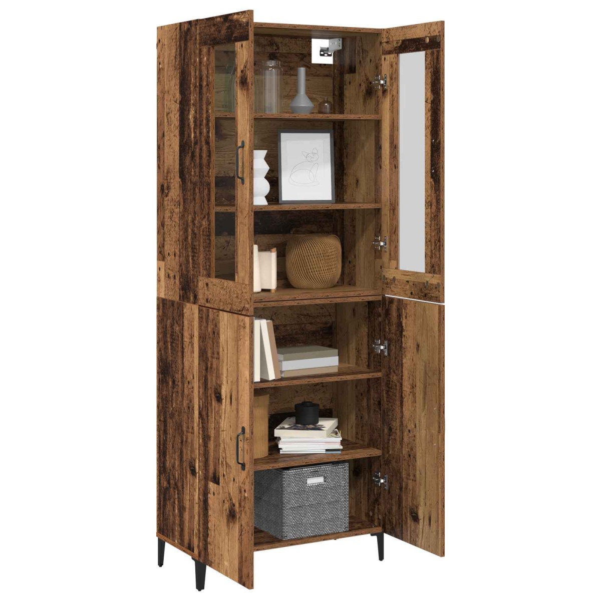 vidaXL Highboard 2 τμχ. Παλαιό ξύλο 69,5 x 34 x 180 εκ.