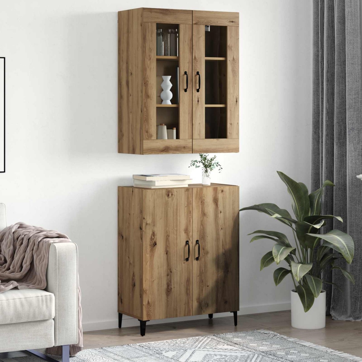 vidaXL Highboard 2 τμχ. Artisan Oak 69,5 x 34 x 180 εκ.