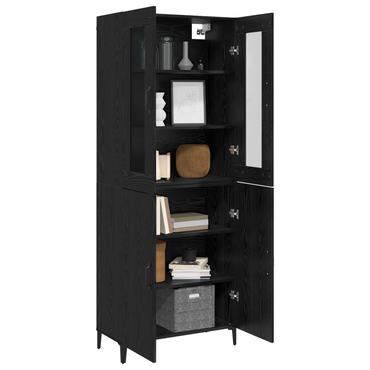 vidaXL Highboard 2 τμχ. Μαύρη Οξυά 69,5 x 34 x 180 εκ.
