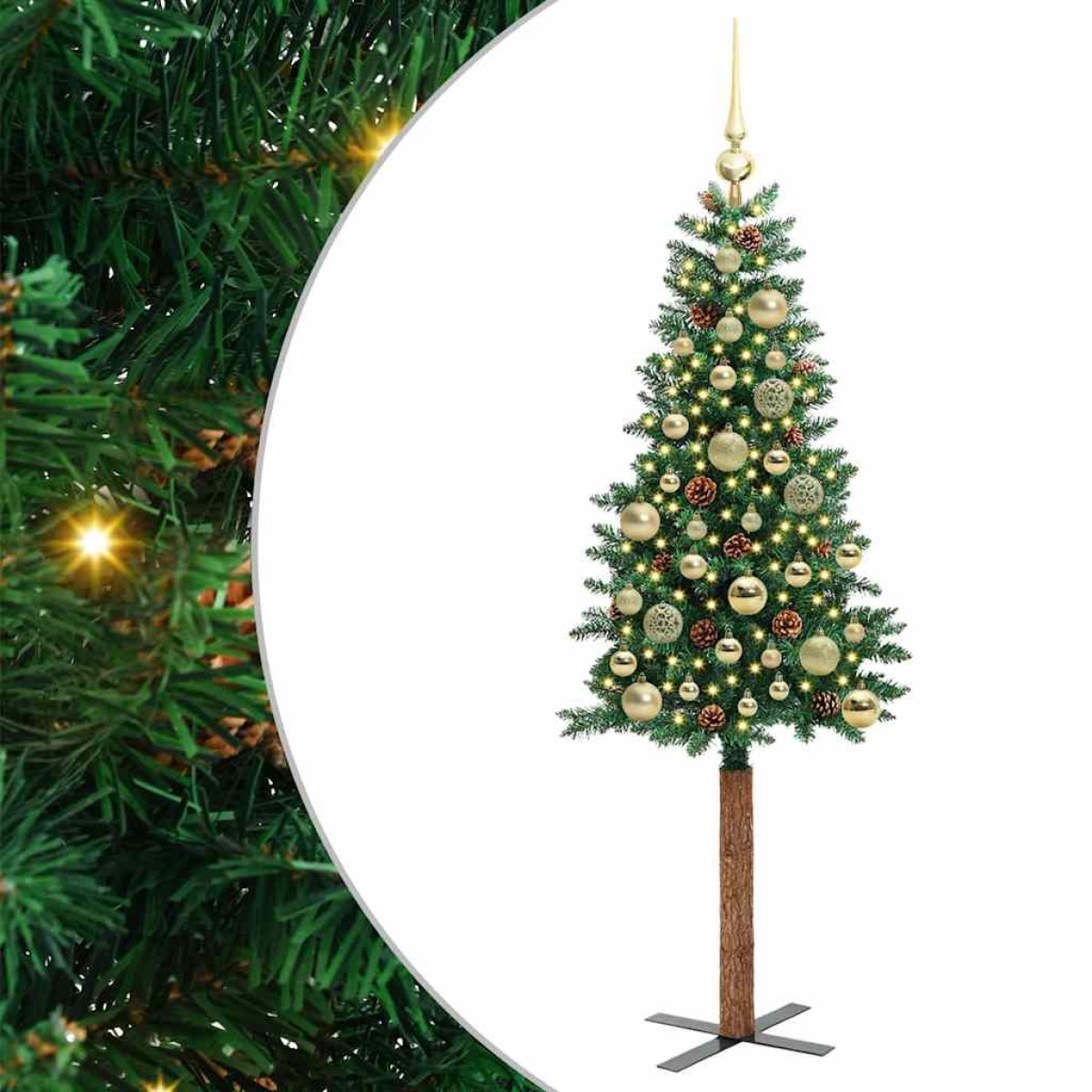 vidaXL Λεπτό Χριστουγεννιάτικο Δέντρο με 150 LED Πράσινο 150 cm