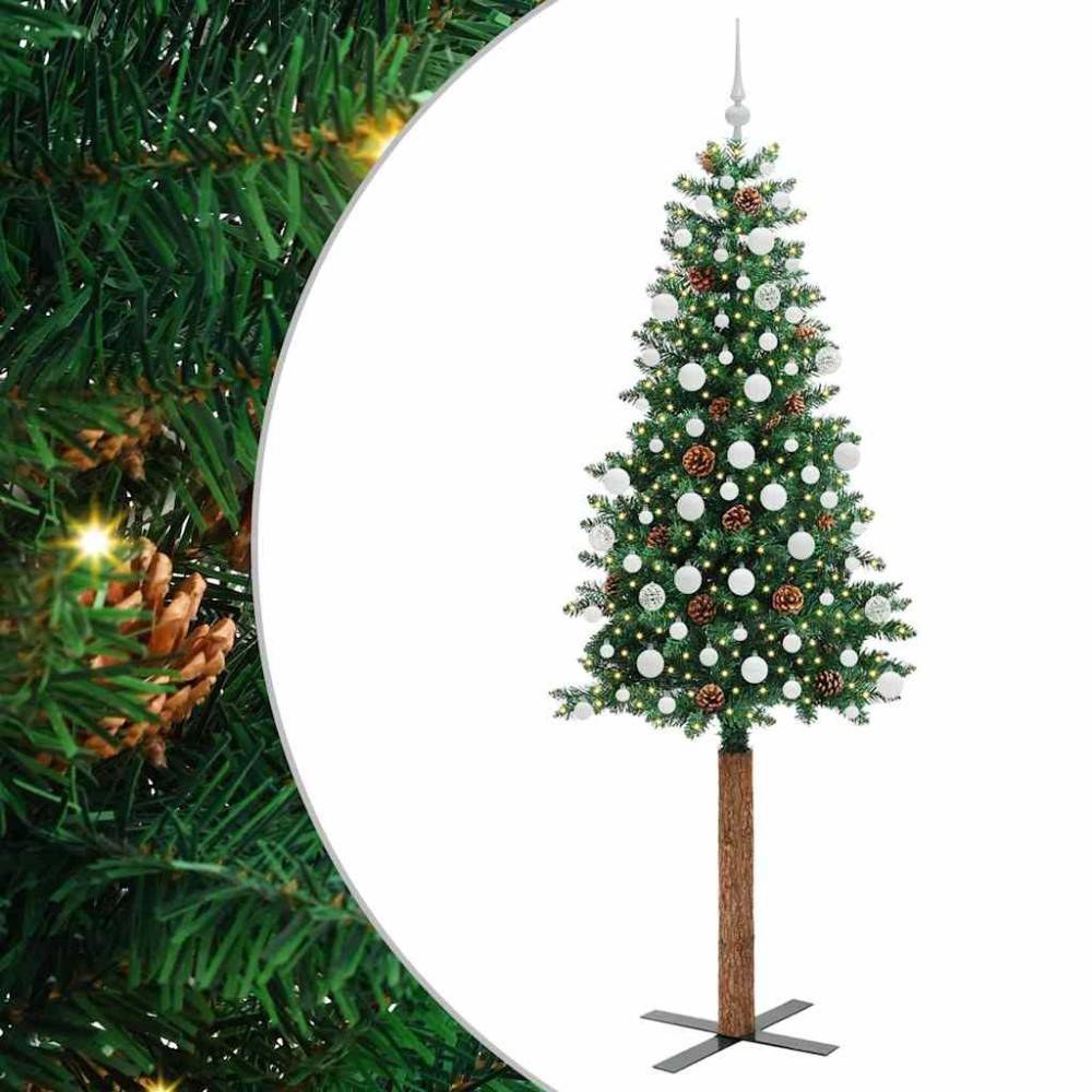 vidaXL Λεπτό Χριστουγεννιάτικο Δέντρο με 300 LED Πράσινο 210 cm