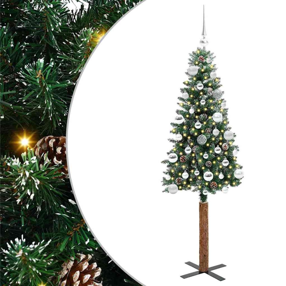 vidaXL Λεπτό Χριστουγεννιάτικο Δέντρο με 150 LED Πράσινο 150 cm