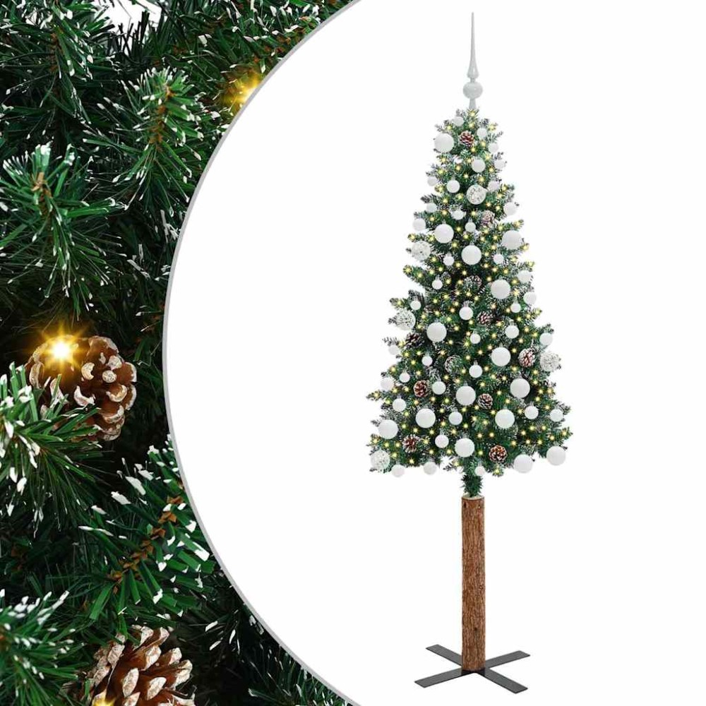 vidaXL Λεπτό Χριστουγεννιάτικο Δέντρο με 300 LED Πράσινο 180 cm