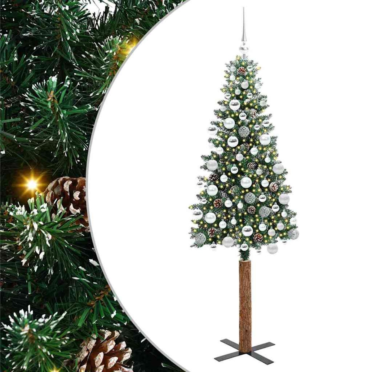 vidaXL Λεπτό Χριστουγεννιάτικο Δέντρο με 300 LED Πράσινο 180 cm