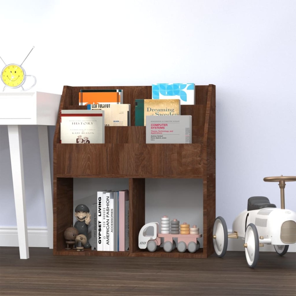 vidaXL Παιδικό Ράφι Περιοδικών Καφέ Δρυς 71x30x78,5 εκ. Επεξεργ. ξύλο