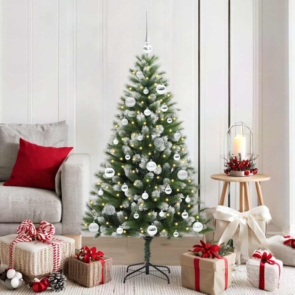 vidaXL Τεχνητό Δέντρο Χριστουγέννων με μέρη που αναδιπλώνονται και χιονάκι