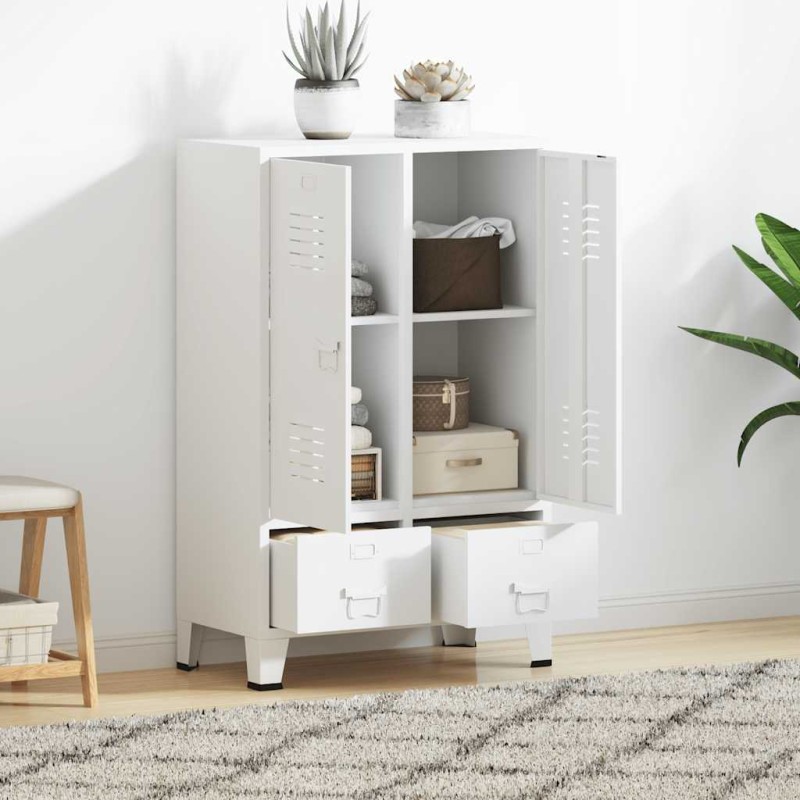 vidaXL Ντουλάπα Βιομηχανική Λευκή 67 x 35 x 107 εκ. Ατσάλινη