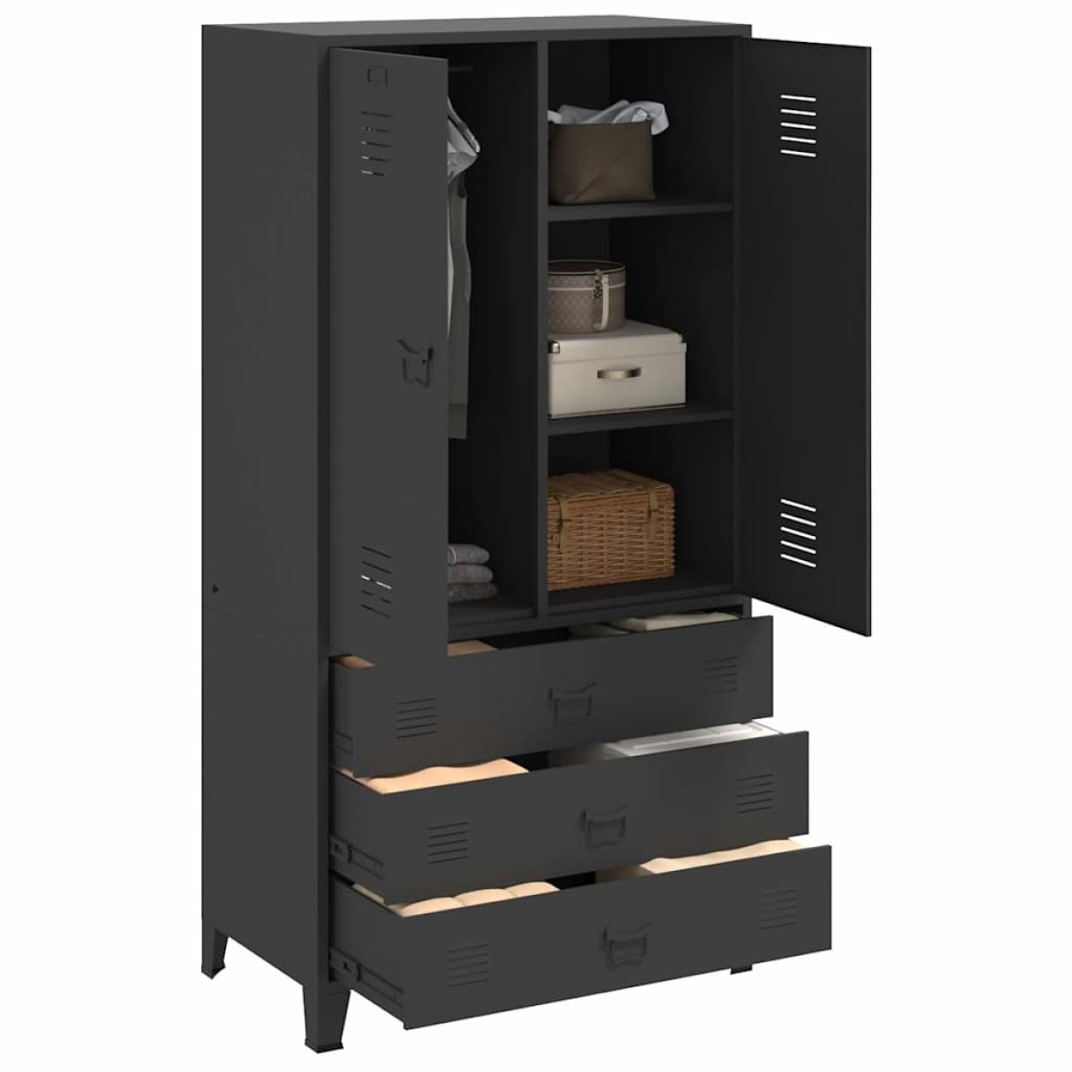 vidaXL Ντουλάπα Βιομηχανική Μαύρη 90 x 50 x 180 εκ. Μεταλλική