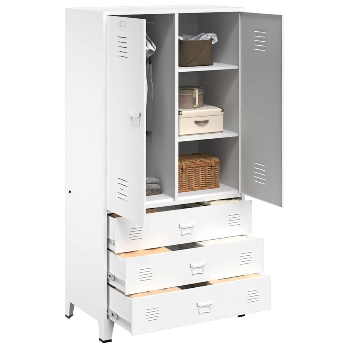 vidaXL Ντουλάπα Βιομηχανική Λευκή 90 x 50 x 180 εκ. Μεταλλική