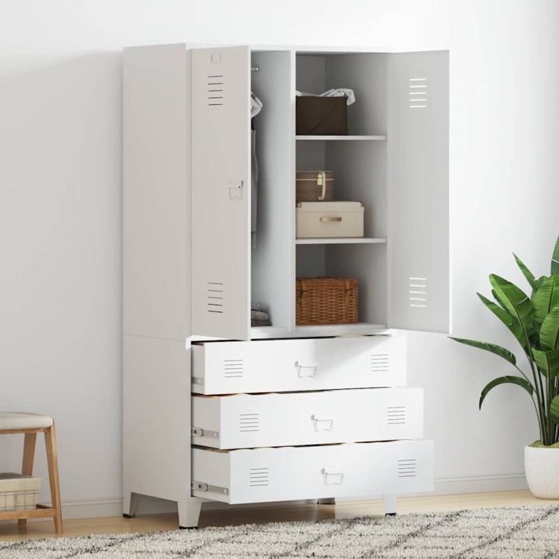 vidaXL Ντουλάπα Βιομηχανική Λευκή 90 x 50 x 180 εκ. Μεταλλική
