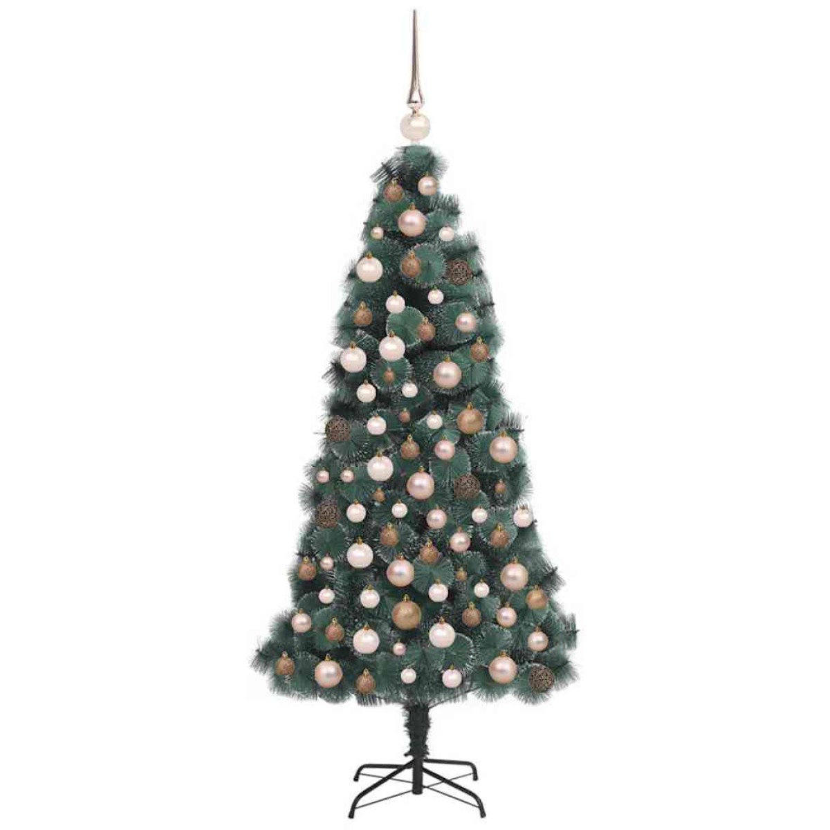 vidaXL Τεχνητό Προ-φωτισμένο Χριστουγεννιάτικο Δέντρο με Σετ Μπαλών
