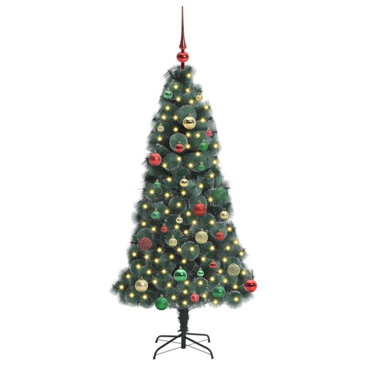 vidaXL Τεχνητό Χριστουγεννιάτικο Δέντρο με Φώτα και Σετ Μπάλλων 150 cm