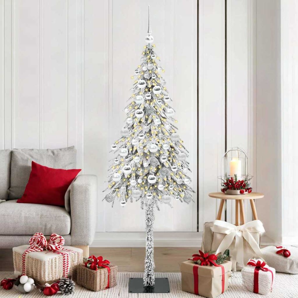 vidaXL Χριστουγεννιάτικο Δέντρο με 300 LED Λευκό 180 cm ΠΕ και Ατσάλι