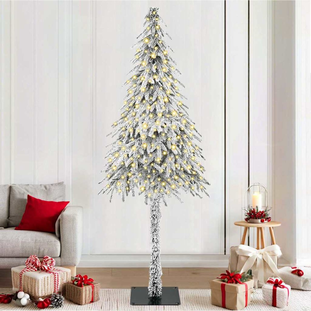 vidaXL Χριστουγεννιάτικο Δέντρο με 300 LED Λευκό 210 cm ΠΕ και Ατσάλι