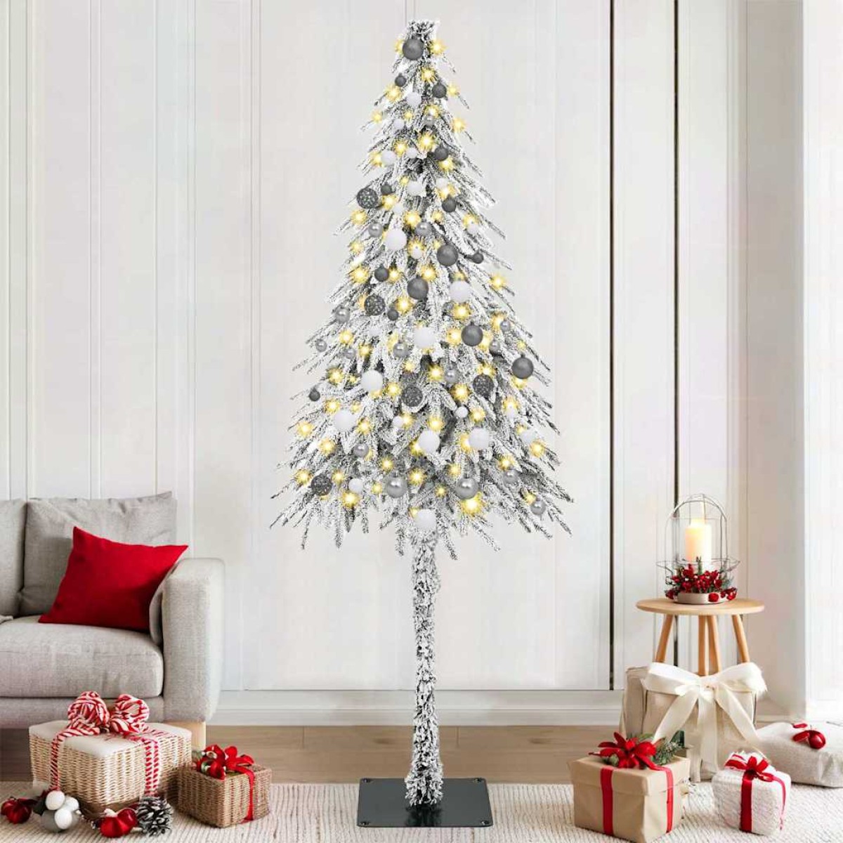 vidaXL Χριστουγεννιάτικο Δέντρο με 300 LED Λευκό 210 cm ΠΕ και Ατσάλι