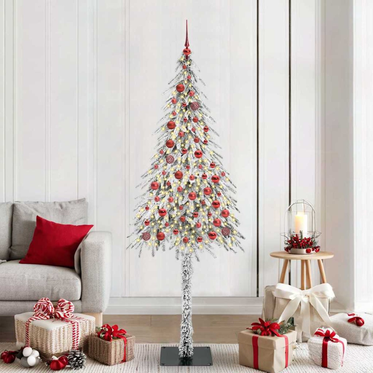 vidaXL Χριστουγεννιάτικο Δέντρο με 300 LED Λευκό 210 cm ΠΕ και Ατσάλι