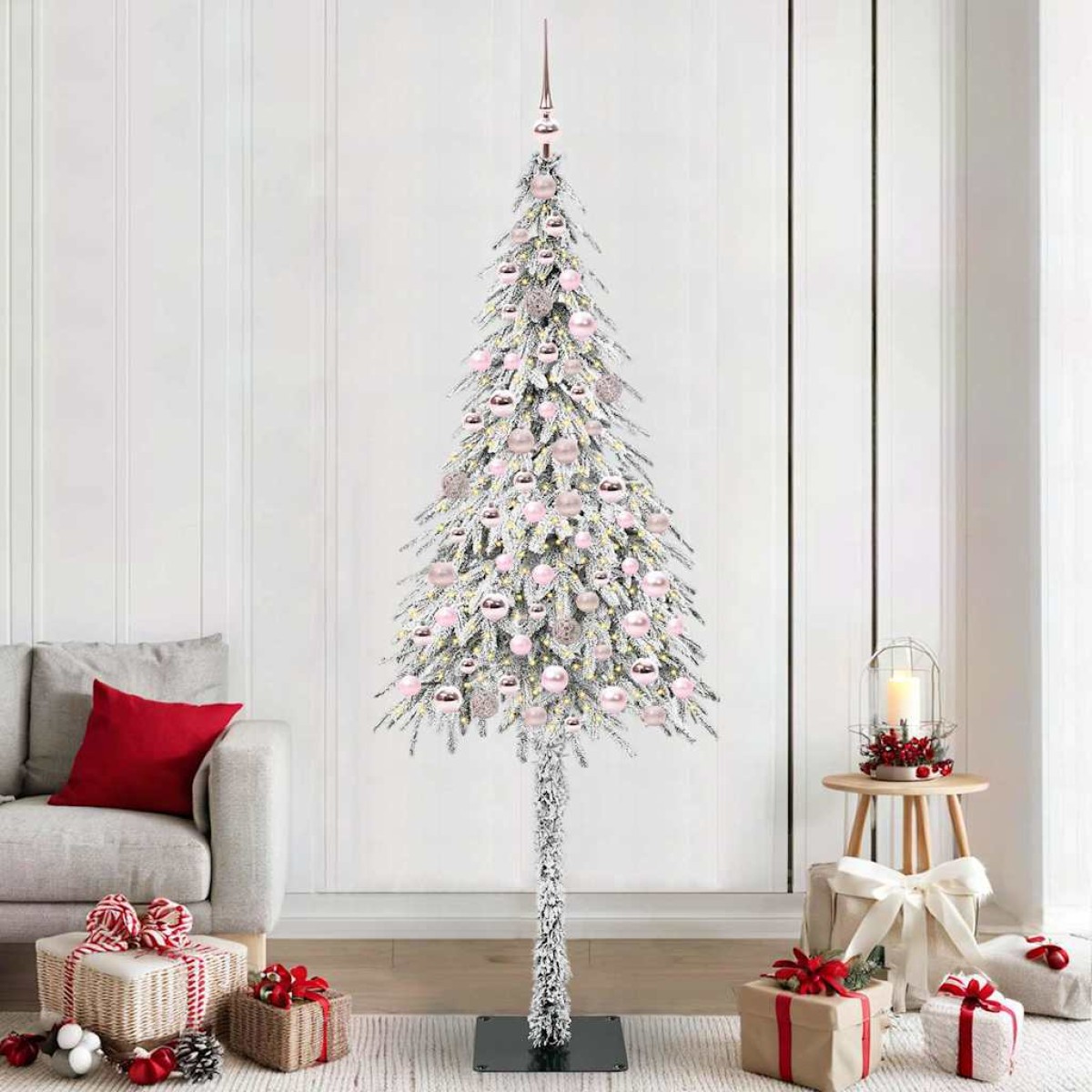 vidaXL Χριστουγεννιάτικο Δέντρο με 300 LED Λευκό 210 cm ΠΕ και Ατσάλι