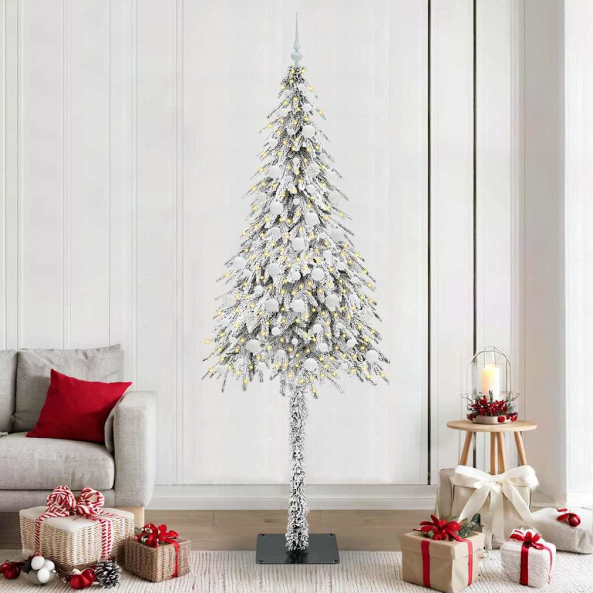 vidaXL Χριστουγεννιάτικο Δέντρο με 300 LED Λευκό 210 cm ΠΕ και Ατσάλι