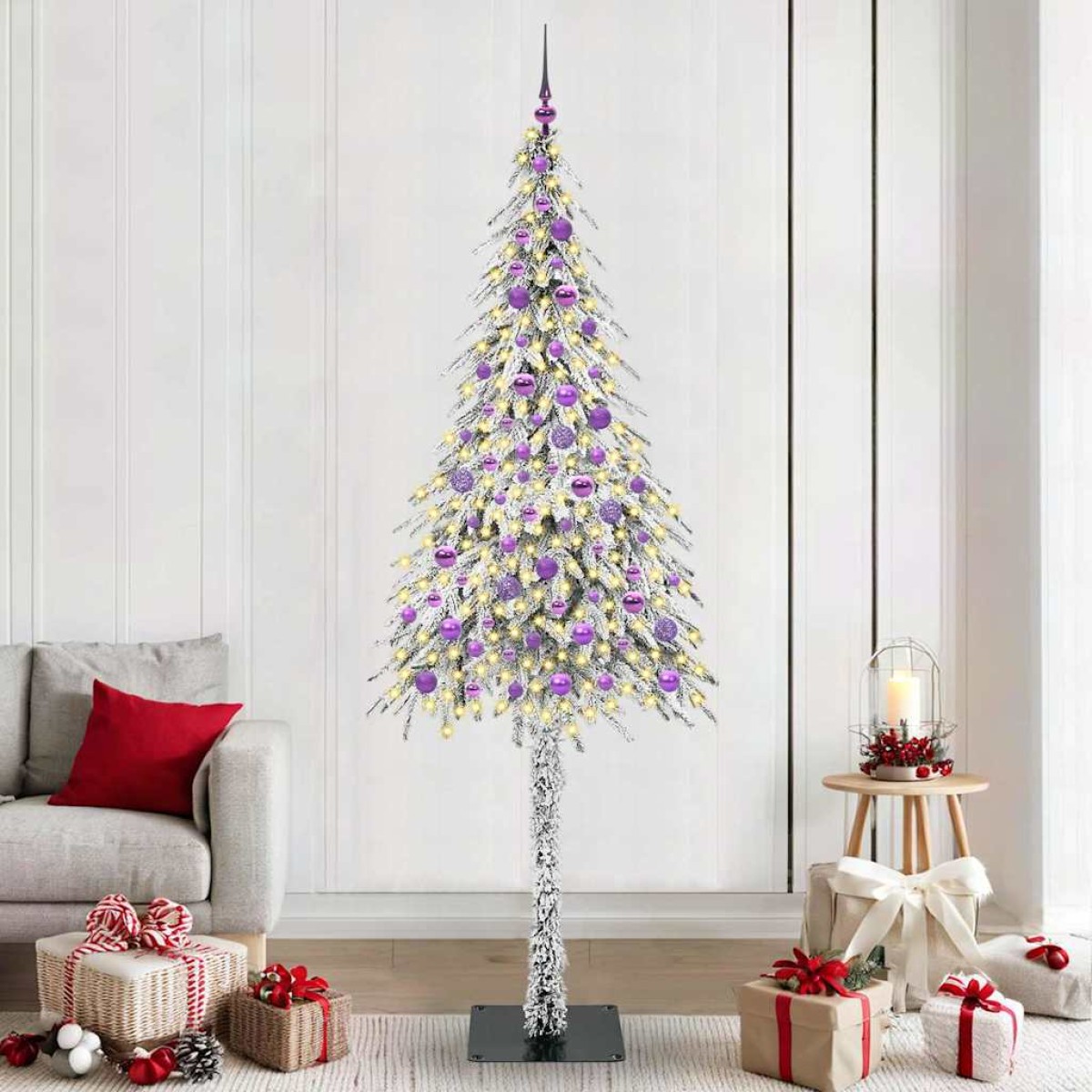 vidaXL Χριστουγεννιάτικο Δέντρο με 300 LED Λευκό 210 cm ΠΕ και Ατσάλι