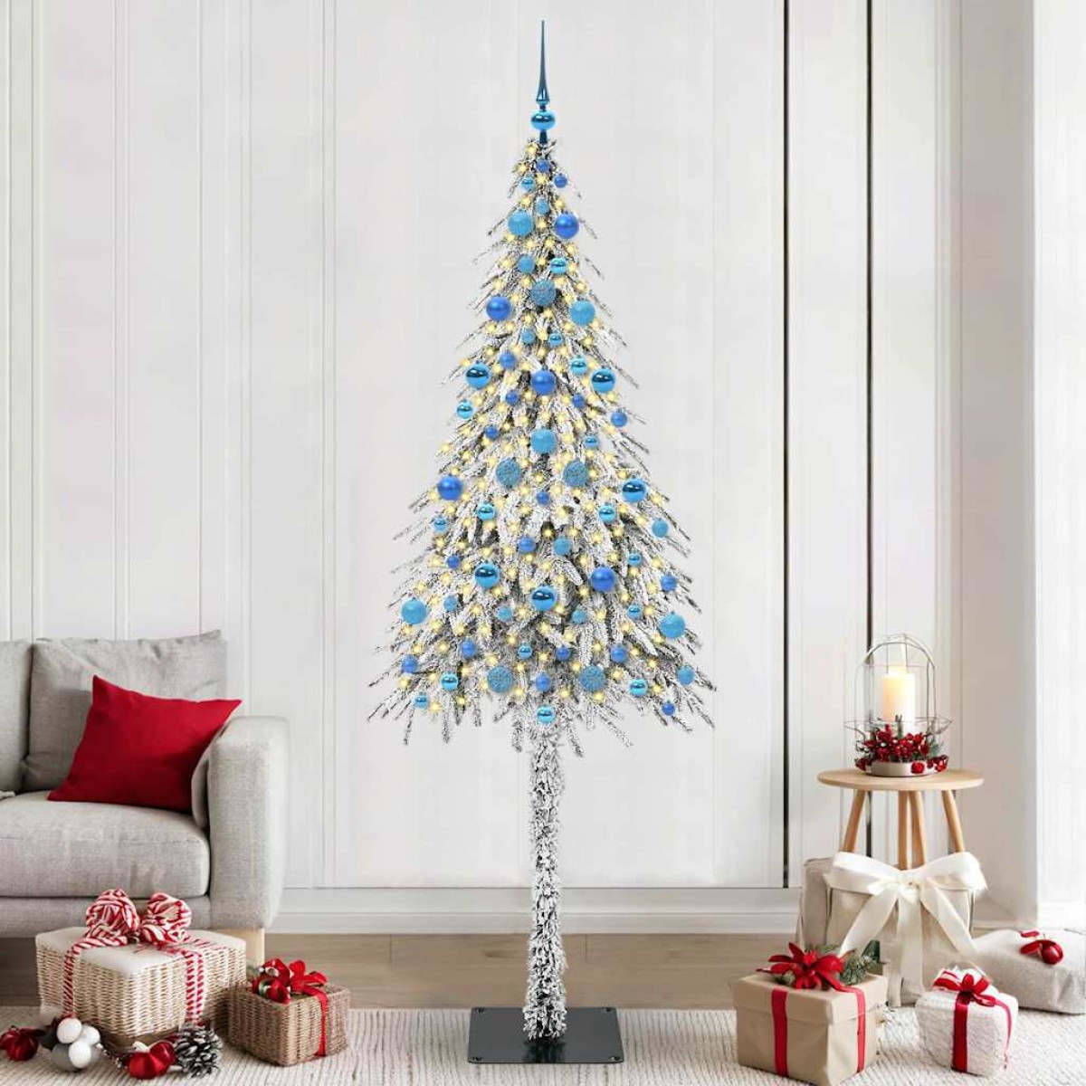 vidaXL Χριστουγεννιάτικο Δέντρο με 300 LED Λευκό 210 cm ΠΕ και Ατσάλι