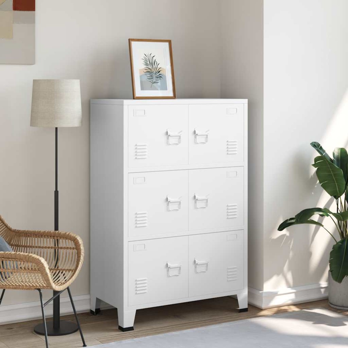 vidaXL Αρχειοθήκη Βιομηχανικού Στιλ Λευκή 75 x 40 x 115 εκ. Ατσάλινη