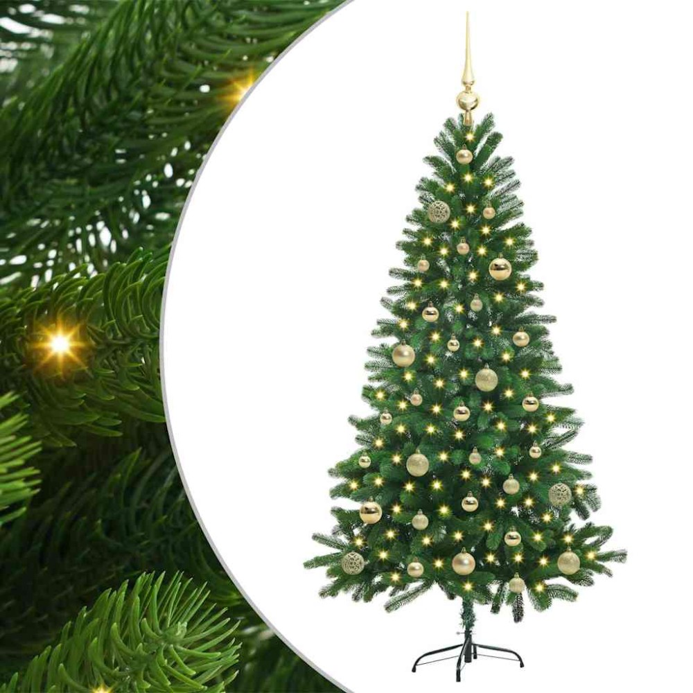 vidaXL Χριστουγεννιάτικο Δέντρο με 150 LED με βάση Πράσινο 150 cm PE