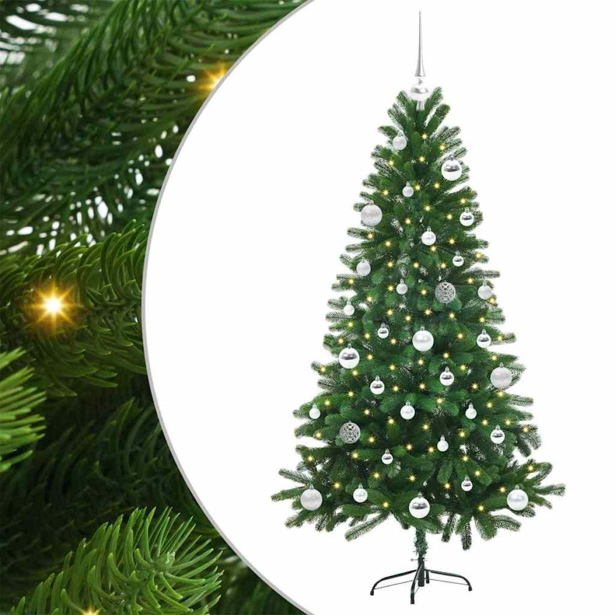 vidaXL Χριστουγεννιάτικο Δέντρο με 150 LED με βάση Πράσινο 150 cm PE