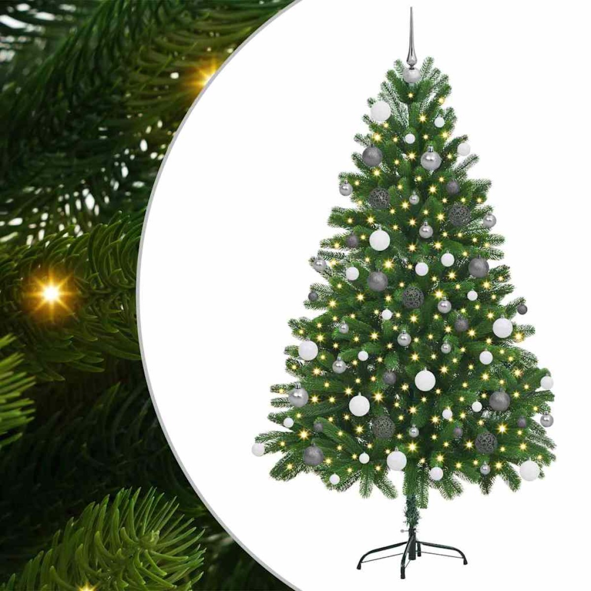 vidaXL Χριστουγεννιάτικο Δέντρο με 300 LED με βάση Πράσινο 180 cm PE