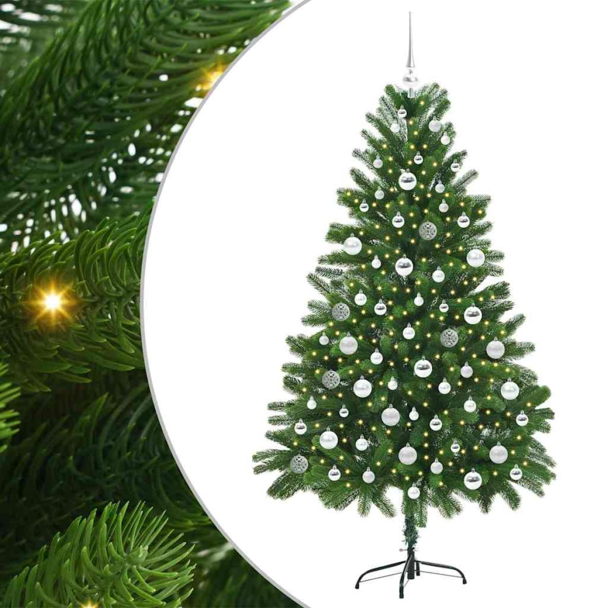 vidaXL Χριστουγεννιάτικο Δέντρο με 300 LED με βάση Πράσινο 180 cm PE