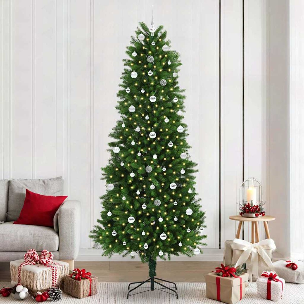 vidaXL Χριστουγεννιάτικο Δέντρο με 300 LED με βάση Πράσινο 240 cm PE