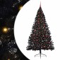 vidaXL Τεχνητό προφωτισμένο Χριστουγεννιάτικο δέντρο Μαύρο 210 cm PVC