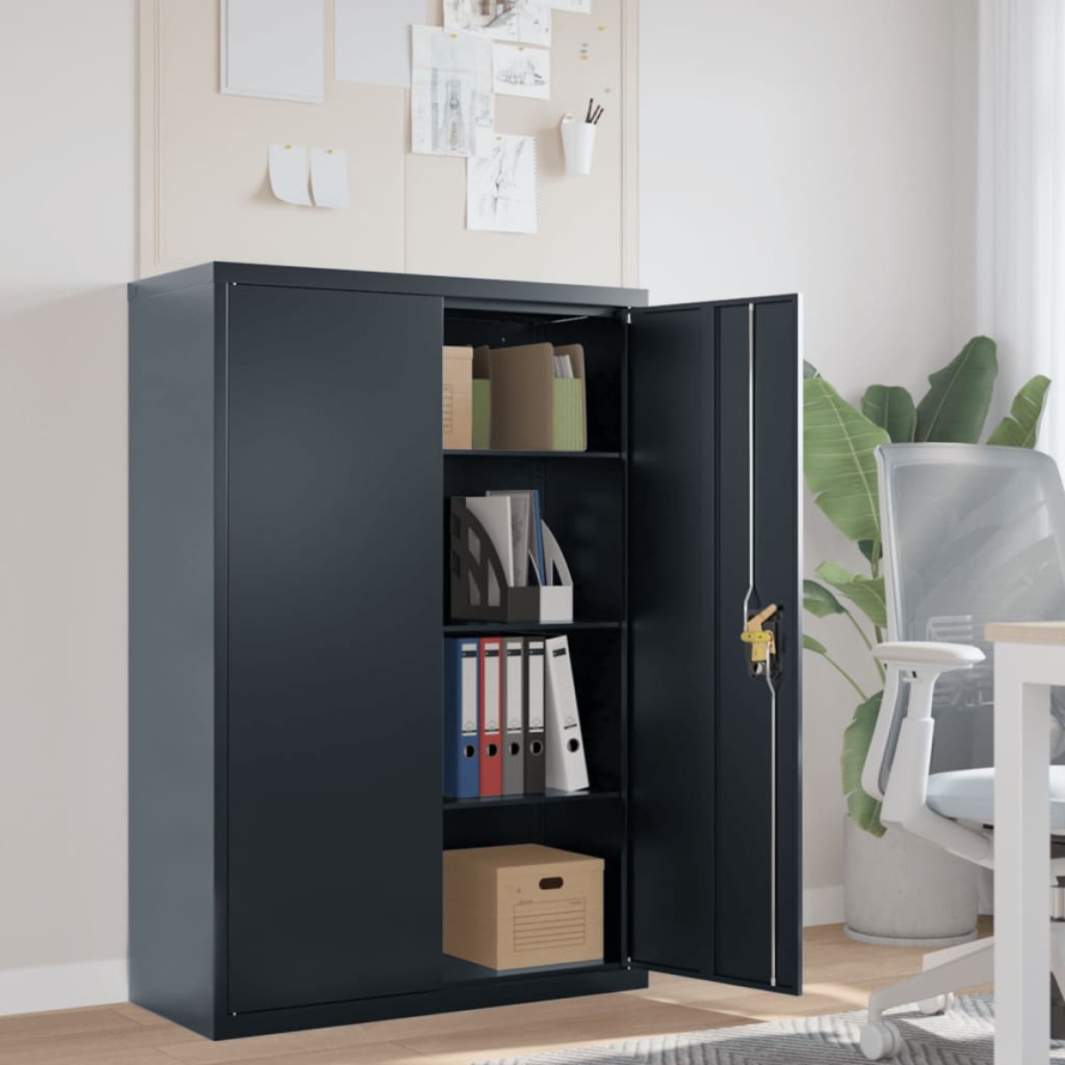 vidaXL Αρχειοθήκη Ανθρακί 90 x 40 x 140 εκ. Ατσάλινη