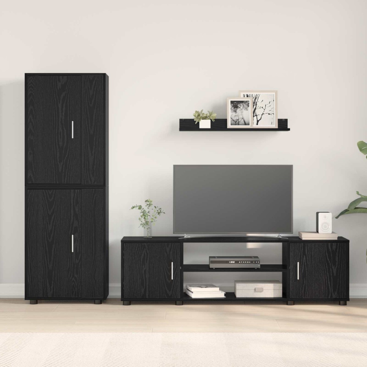 vidaXL Σετ επίπλου τηλεόρασης Μαύρη Οξυά Επεξεργασμένο ξύλο