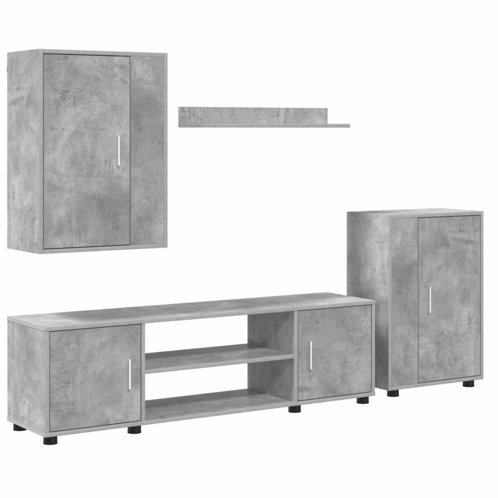 vidaXL Σετ επίπλου τηλεόρασης Σκυρόδεμα Γκρι Επεξεργασμένο ξύλο
