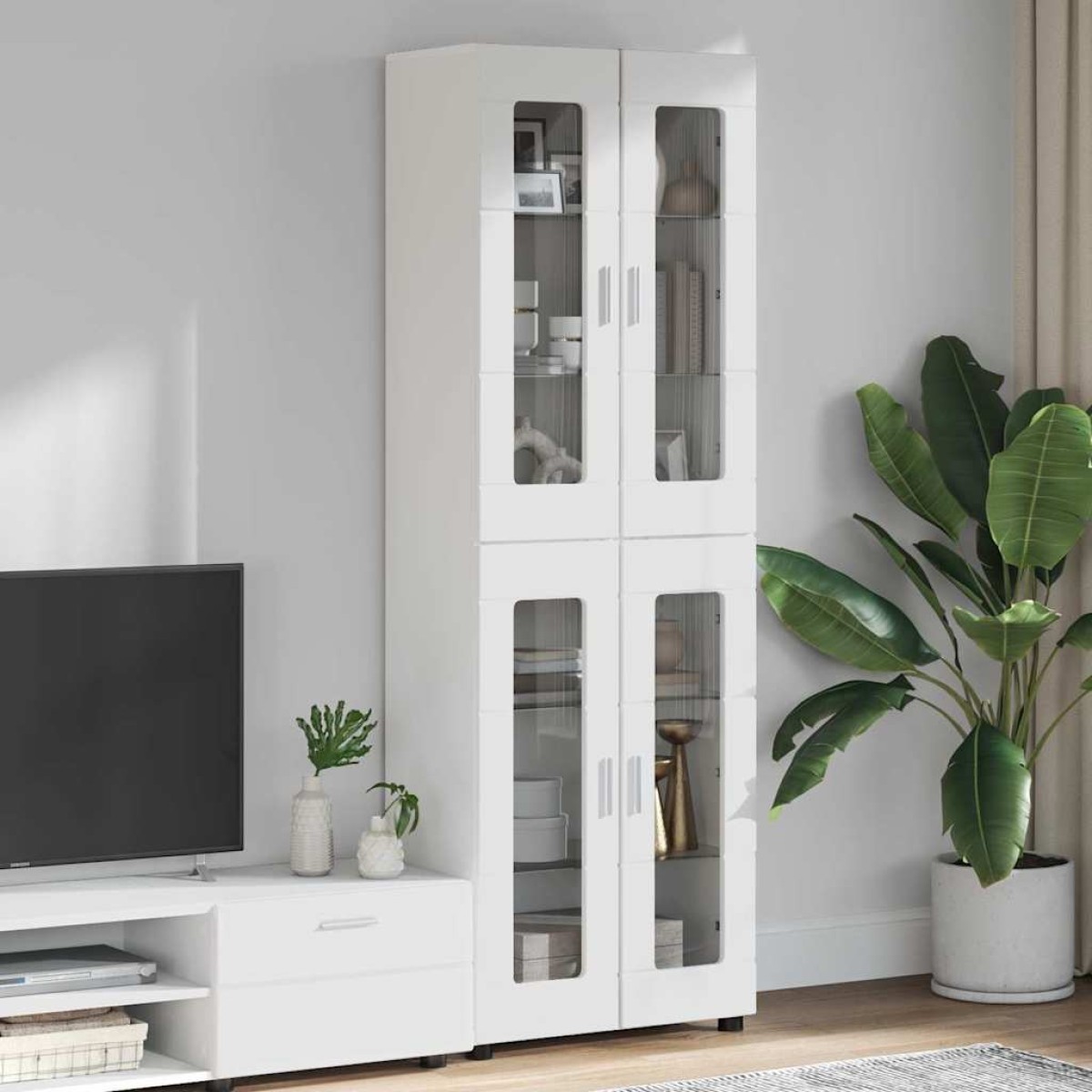 vidaXL Highboard FLORIN 60 x 35 x 182 εκ. Λευκό Επεξεργασμένο Ξύλο