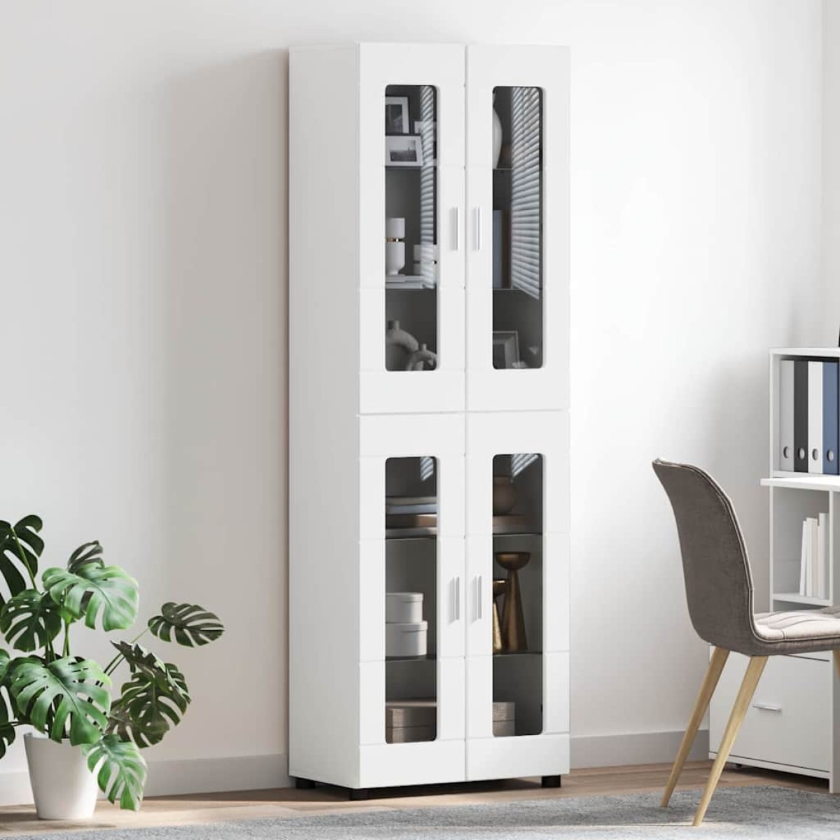 vidaXL Highboard FLORIN 60 x 35 x 182 εκ. Λευκό Επεξεργασμένο Ξύλο