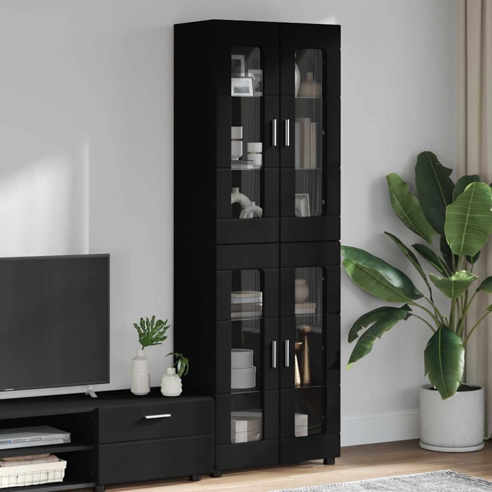 vidaXL Highboard FLORIN 60 x 35 x 182 εκ. Μαύρο Επεξεργασμένο Ξύλο